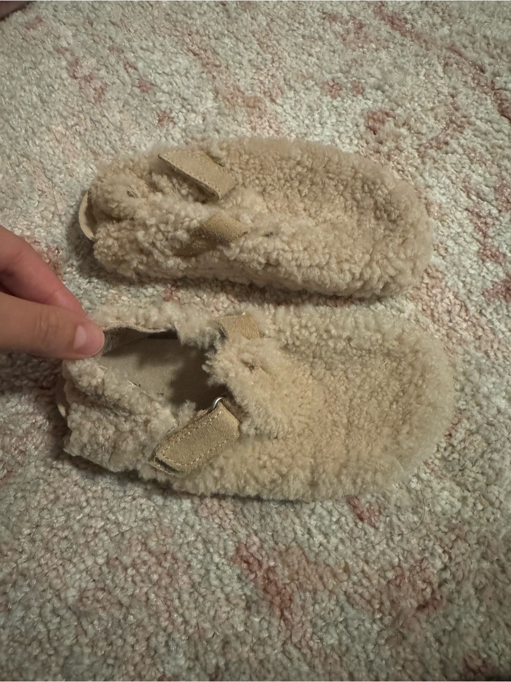 Zara Kids Beige Faux-Sheepskin Slip-On Slippers